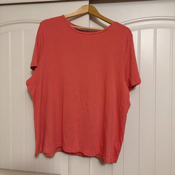 Talbots Woman T Shirt 3X Short Sleeve 100% Pima Cotton Solid Pink Crew Neck - Picture 1 of 3